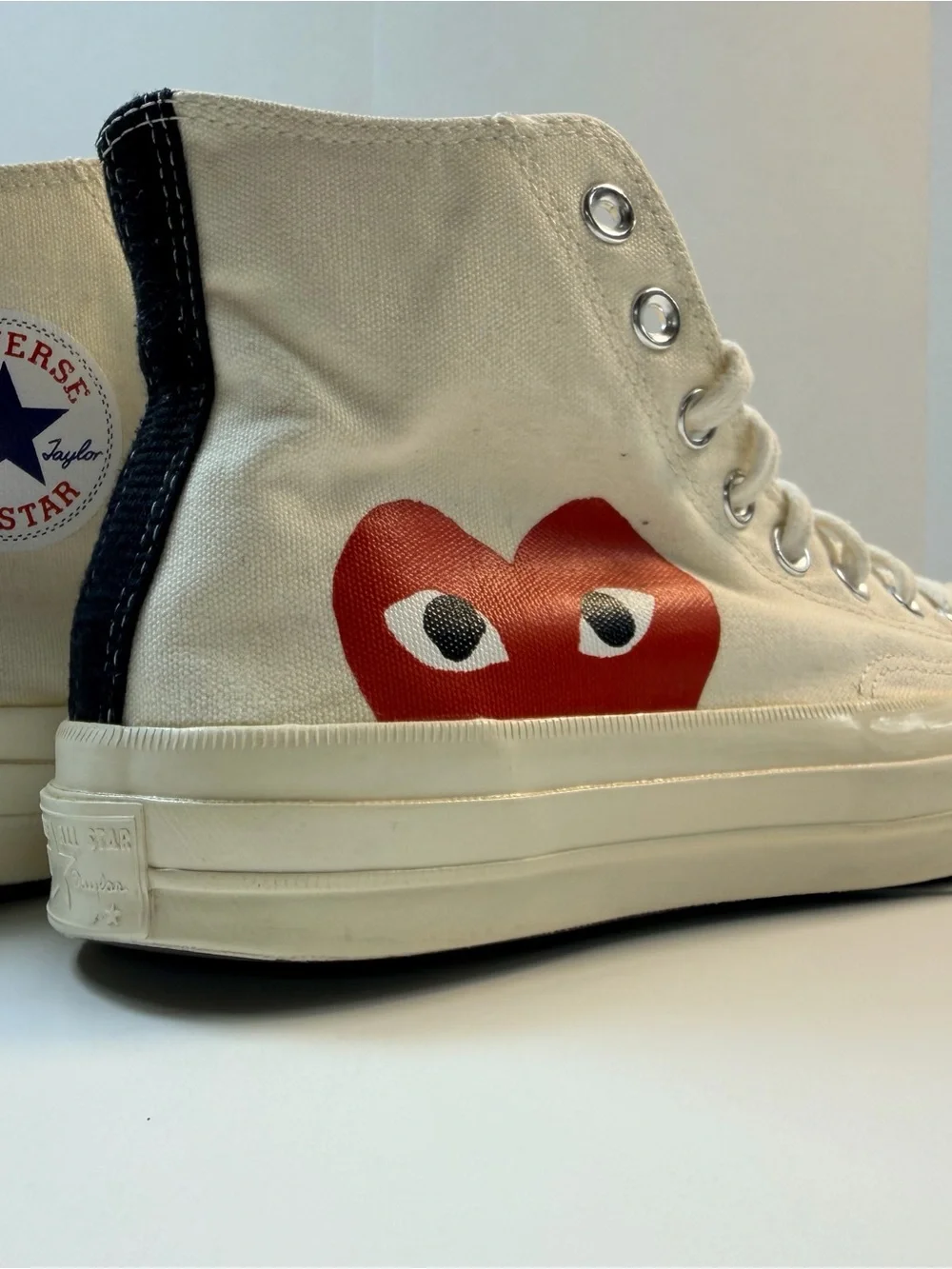 Converse x Comme des Garcons Canvas Sneakers with Red Heart mens 7 women’s  9